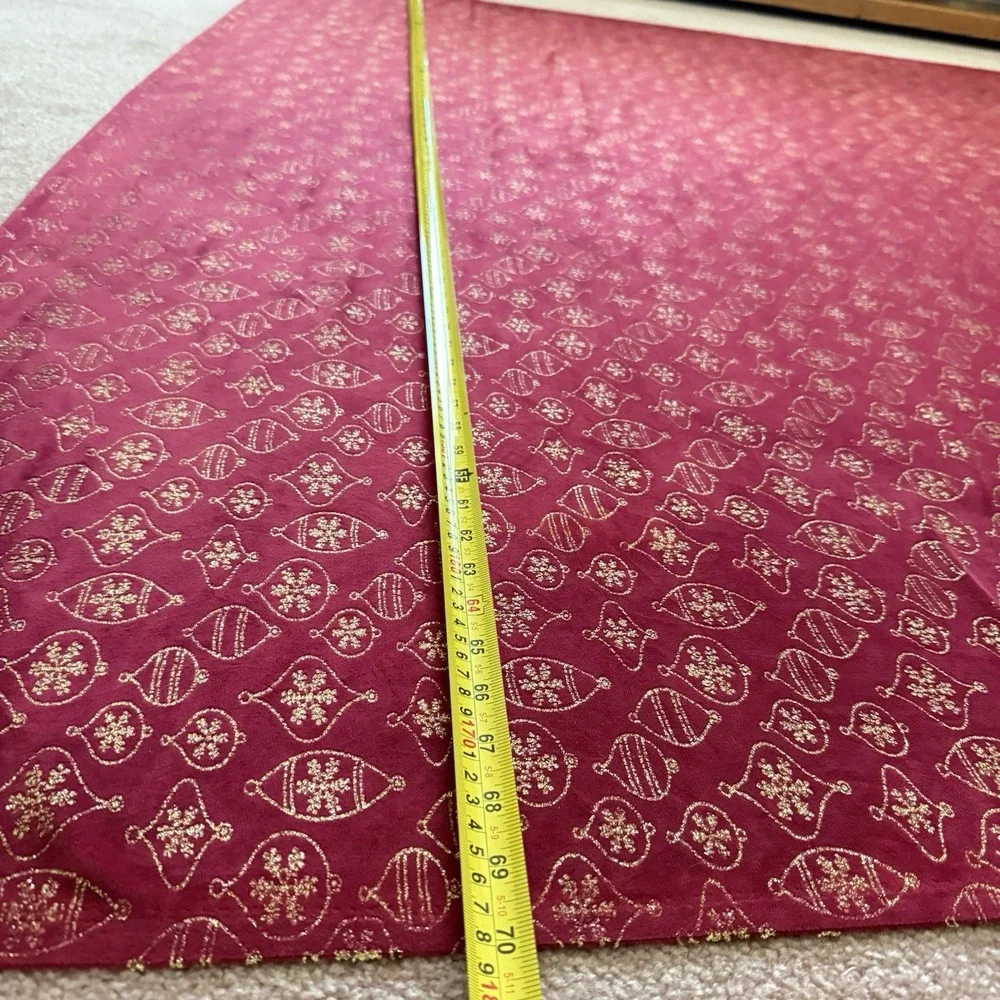 2 Yards Vintage Velvet Fabric 72x70 Red Gold Glitter Christmas Ornament Remnant